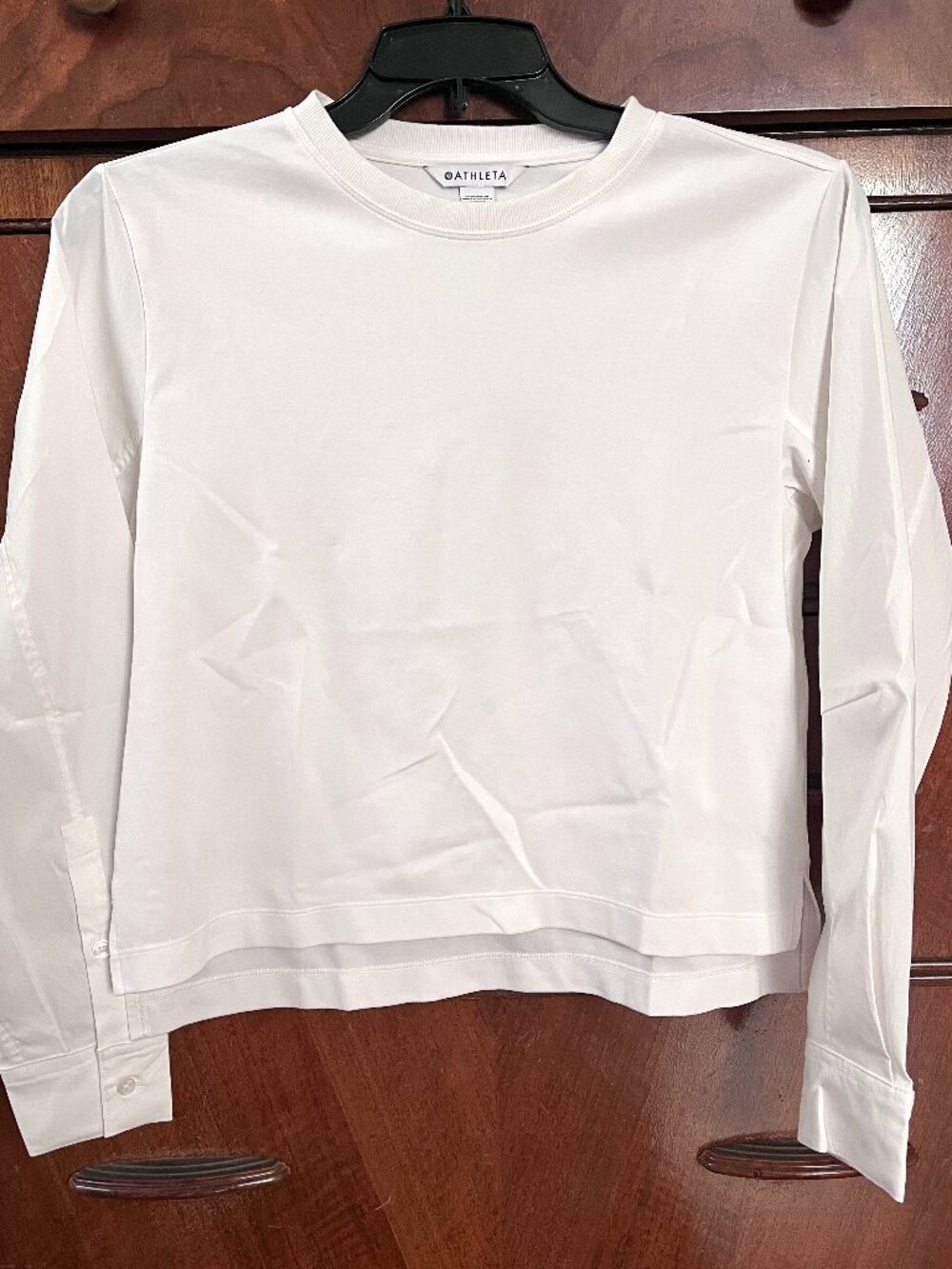 Athleta Women's White XS long sleeve cotton pullover top underarm vent holes